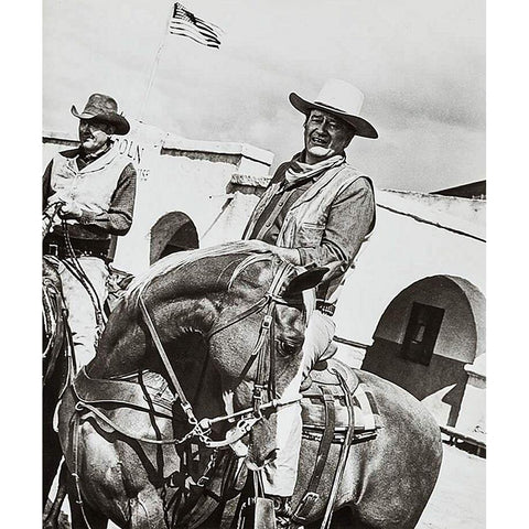 John Wayne White Modern Wood Framed Art Print by Hollywood Photo Archive