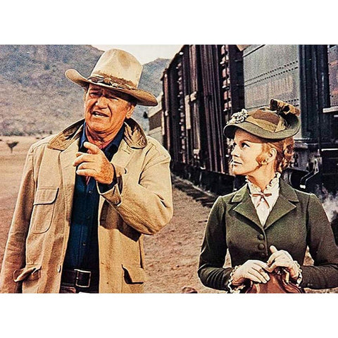 John Wayne Black Modern Wood Framed Art Print with Double Matting by Hollywood Photo Archive