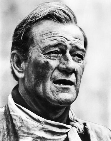 John Wayne White Modern Wood Framed Art Print with Double Matting by Hollywood Photo Archive