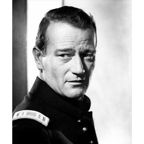 John Wayne White Modern Wood Framed Art Print by Hollywood Photo Archive