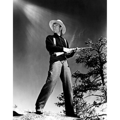 John Wayne White Modern Wood Framed Art Print by Hollywood Photo Archive