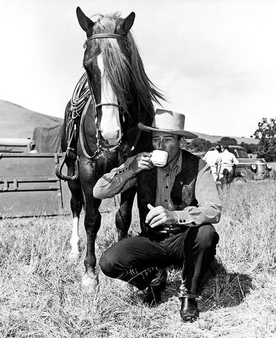 John Wayne Black Ornate Wood Framed Art Print with Double Matting by Hollywood Photo Archive