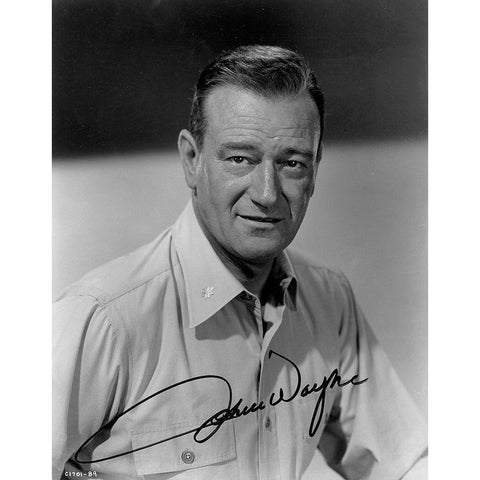 John Wayne White Modern Wood Framed Art Print by Hollywood Photo Archive