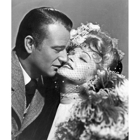 John Wayne with Marlene Dietrich White Modern Wood Framed Art Print by Hollywood Photo Archive