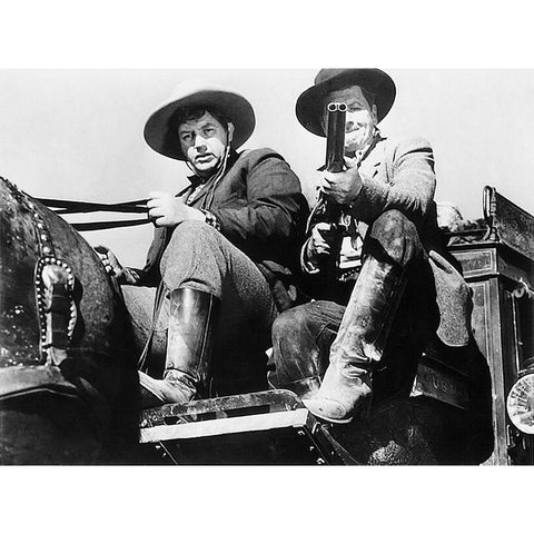 Stagecoach - John Wayne Black Modern Wood Framed Art Print with Double Matting by Hollywood Photo Archive