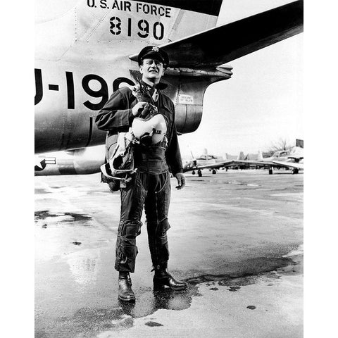 Jet Pilot - John Wayne White Modern Wood Framed Art Print by Hollywood Photo Archive