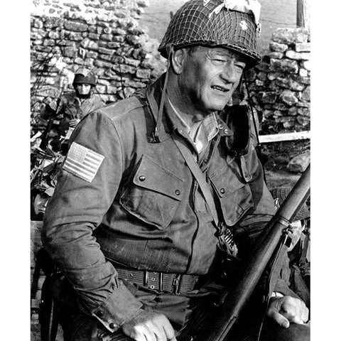 The Longest Day - John Wayne Black Modern Wood Framed Art Print by Hollywood Photo Archive