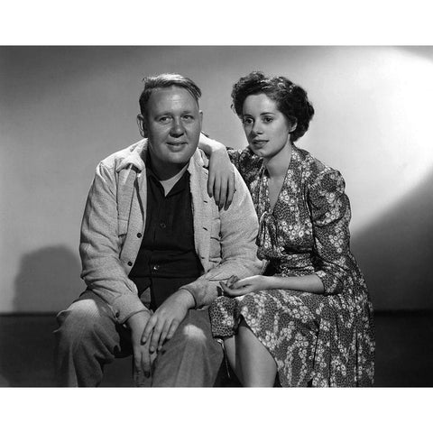 Charles Laughton with Elsa Lanchester Black Modern Wood Framed Art Print with Double Matting by Hollywood Photo Archive