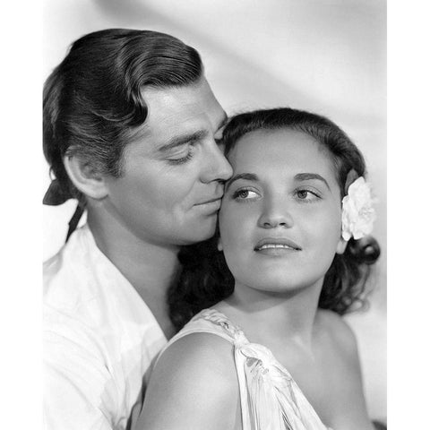 Clark Gable and Movita in Mutiny on the Bounty Gold Ornate Wood Framed Art Print with Double Matting by Hollywood Photo Archive