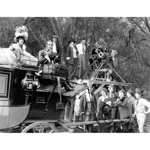 Rudolph Valentino behind the scenes in Beyond the Rocks Gold Ornate Wood Framed Art Print with Double Matting by Hollywood Photo Archive