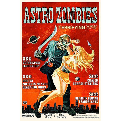 Astro Zombies Black Modern Wood Framed Art Print with Double Matting by Hollywood Photo Archive