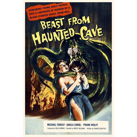 Beast from Haunted Cave Black Modern Wood Framed Art Print with Double Matting by Hollywood Photo Archive