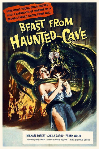 Beast from Haunted Cave White Modern Wood Framed Art Print with Double Matting by Hollywood Photo Archive