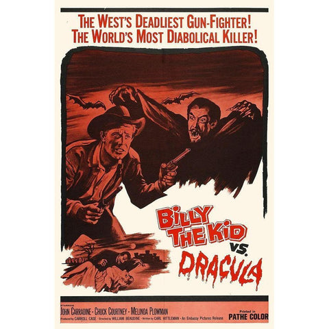 Billy the Kid vs Dracula Black Modern Wood Framed Art Print with Double Matting by Hollywood Photo Archive