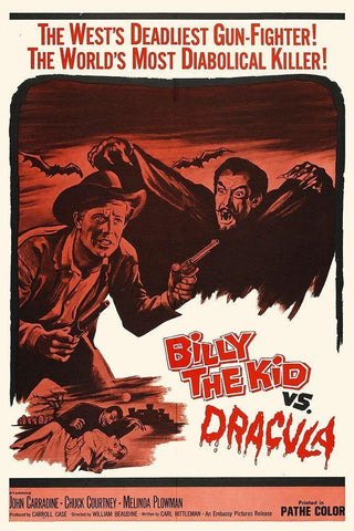 Billy the Kid vs Dracula White Modern Wood Framed Art Print with Double Matting by Hollywood Photo Archive