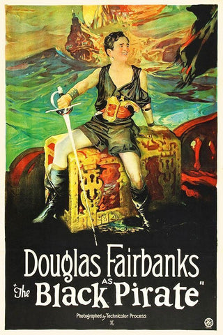 The Black Pirate - Douglas Fairbanks Black Ornate Wood Framed Art Print with Double Matting by Hollywood Photo Archive