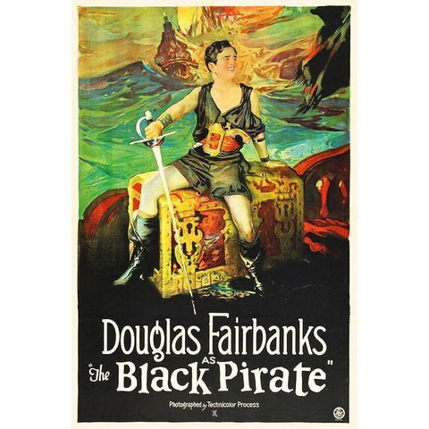 The Black Pirate - Douglas Fairbanks Black Modern Wood Framed Art Print with Double Matting by Hollywood Photo Archive