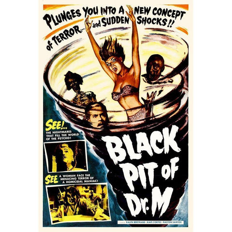 Black Pit of Dr M White Modern Wood Framed Art Print by Hollywood Photo Archive