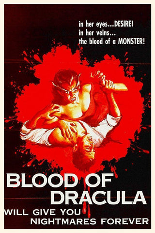 Blood of Dracula - One Sheet White Modern Wood Framed Art Print with Double Matting by Hollywood Photo Archive