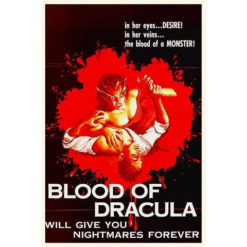 Blood of Dracula - One Sheet White Modern Wood Framed Art Print by Hollywood Photo Archive