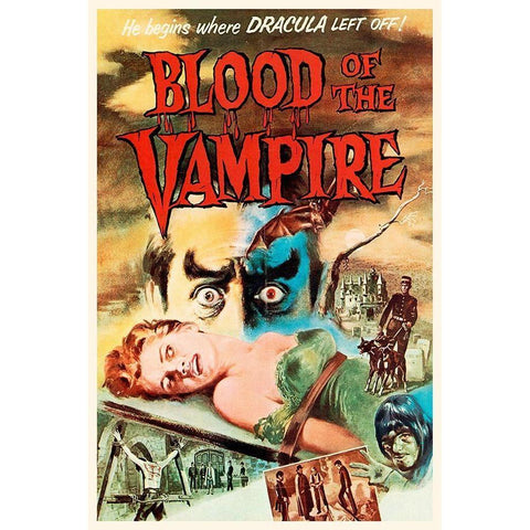 Blood of the Vampire Gold Ornate Wood Framed Art Print with Double Matting by Hollywood Photo Archive