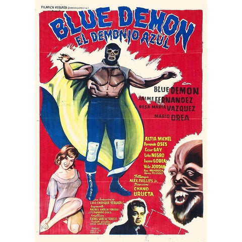 Blue Demon - El Demonio Azul White Modern Wood Framed Art Print by Hollywood Photo Archive