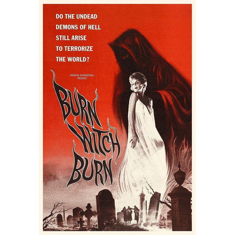 Burn Witch Burn White Modern Wood Framed Art Print by Hollywood Photo Archive