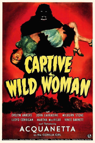 Captive Wild Woman Black Ornate Wood Framed Art Print with Double Matting by Hollywood Photo Archive