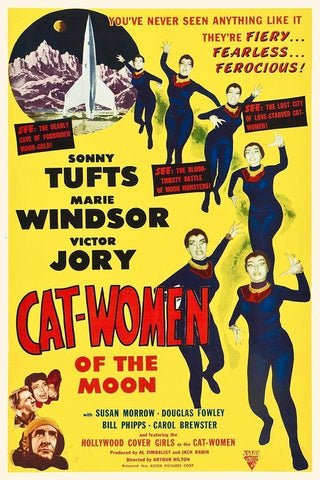 Cat-Women of the Moon Black Ornate Wood Framed Art Print with Double Matting by Hollywood Photo Archive