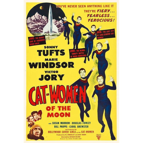 Cat-Women of the Moon White Modern Wood Framed Art Print by Hollywood Photo Archive