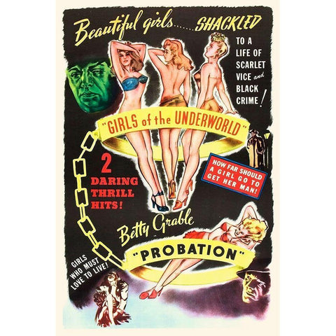 Double Feature - Girls of the Underworld and Probation Gold Ornate Wood Framed Art Print with Double Matting by Hollywood Photo Archive