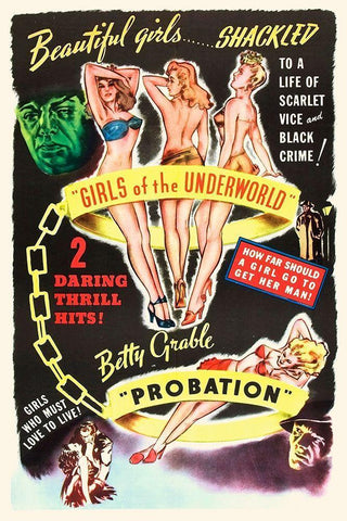 Double Feature - Girls of the Underworld and Probation White Modern Wood Framed Art Print with Double Matting by Hollywood Photo Archive