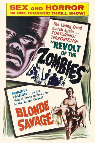 Double Feature - Revolt of the Zombies and Blonde Savage Black Ornate Wood Framed Art Print with Double Matting by Hollywood Photo Archive