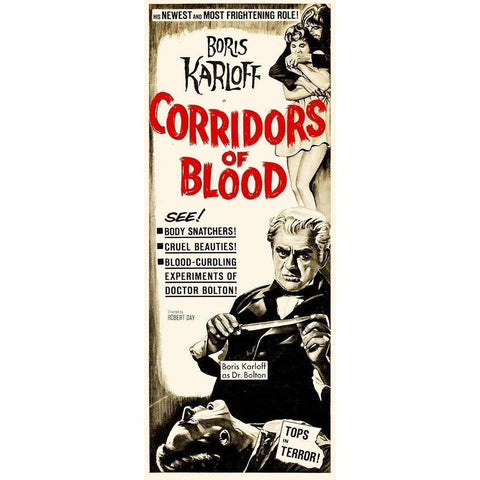 Corridors of Blood - 1963 Black Modern Wood Framed Art Print with Double Matting by Hollywood Photo Archive