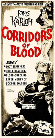 Corridors of Blood - 1963 White Modern Wood Framed Art Print with Double Matting by Hollywood Photo Archive