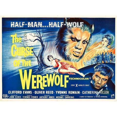 Curse of the Werewolf Gold Ornate Wood Framed Art Print with Double Matting by Hollywood Photo Archive