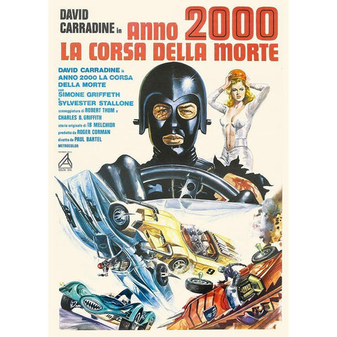 Spanish - Death Race 2000 White Modern Wood Framed Art Print by Hollywood Photo Archive