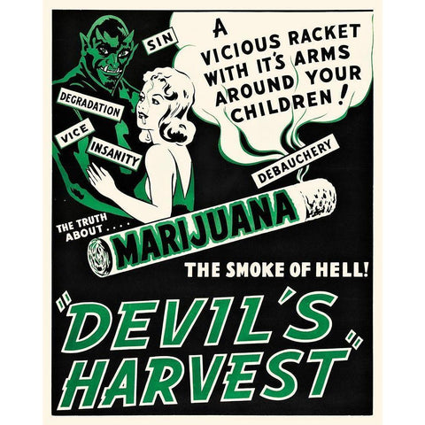 The Devils Harvest - The Truth About Marijuana...The Smoke of Hell White Modern Wood Framed Art Print by Hollywood Photo Archive