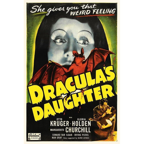 Draculas Daughter Black Modern Wood Framed Art Print with Double Matting by Hollywood Photo Archive