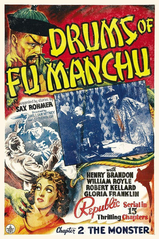 The Drums of Fu Manchu - Chapter 2 - The Monster Black Ornate Wood Framed Art Print with Double Matting by Hollywood Photo Archive