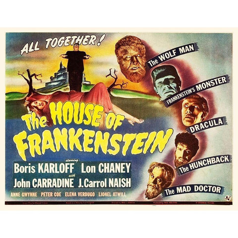 The House of Frankenstein Black Modern Wood Framed Art Print with Double Matting by Hollywood Photo Archive