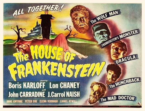 The House of Frankenstein Black Ornate Wood Framed Art Print with Double Matting by Hollywood Photo Archive