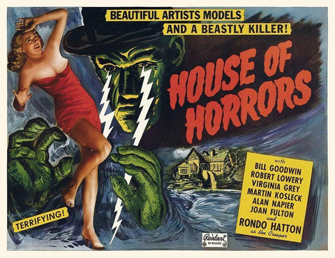 House of Horrors White Modern Wood Framed Art Print with Double Matting by Hollywood Photo Archive