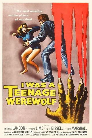 I Was A Teenage Werewolf White Modern Wood Framed Art Print with Double Matting by Hollywood Photo Archive