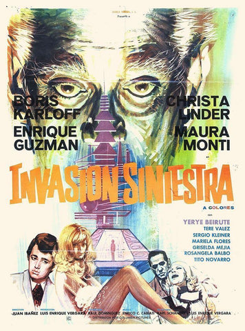 Invasion Siniestra White Modern Wood Framed Art Print with Double Matting by Hollywood Photo Archive