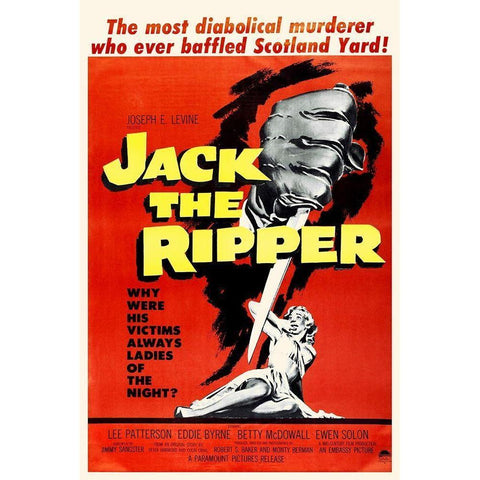 Jack The Ripper Black Modern Wood Framed Art Print with Double Matting by Hollywood Photo Archive