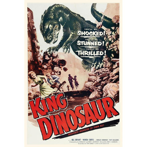 King Dinosaur White Modern Wood Framed Art Print by Hollywood Photo Archive