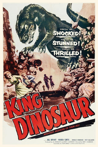 King Dinosaur Black Ornate Wood Framed Art Print with Double Matting by Hollywood Photo Archive