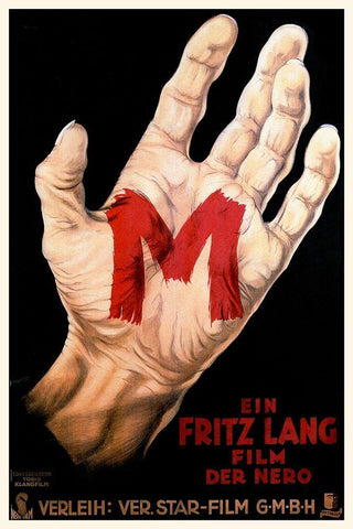 German - M - By Fritz Lang White Modern Wood Framed Art Print with Double Matting by Hollywood Photo Archive