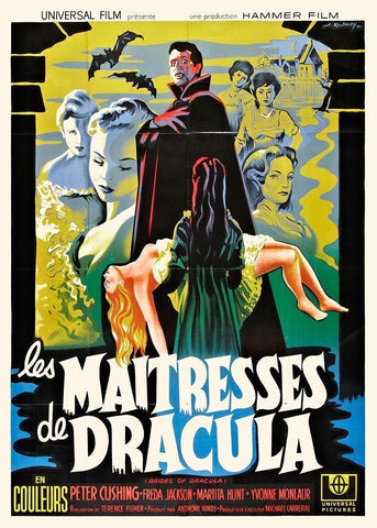 French - The Brides of Dracula White Modern Wood Framed Art Print with Double Matting by Hollywood Photo Archive